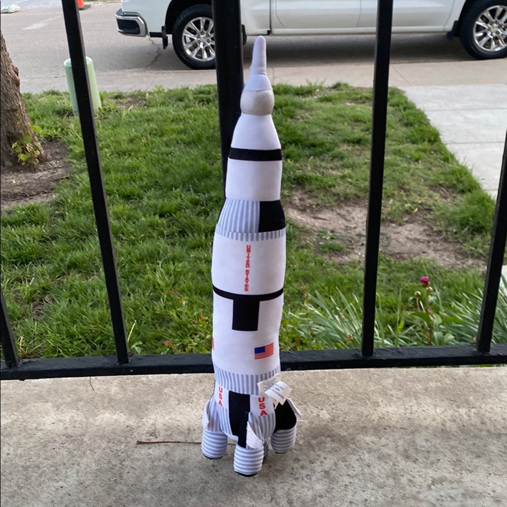 White and Black Rocket Plush Toy